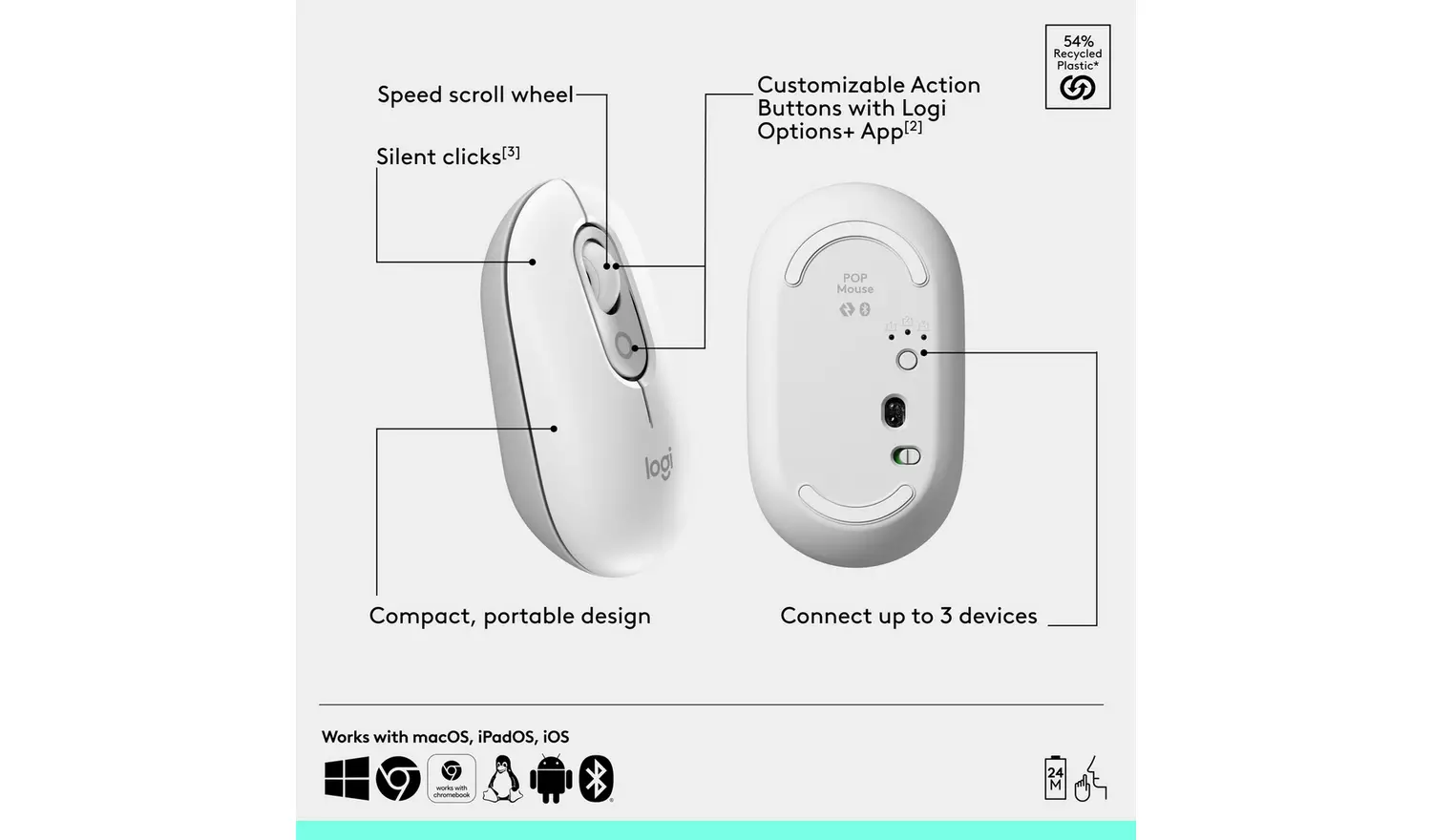 Logitech POP Wireless Mouse - Off White