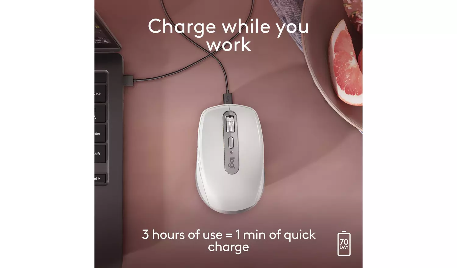 Logitech MX Anywhere 3S Mac Wireless Mouse - Pale Grey