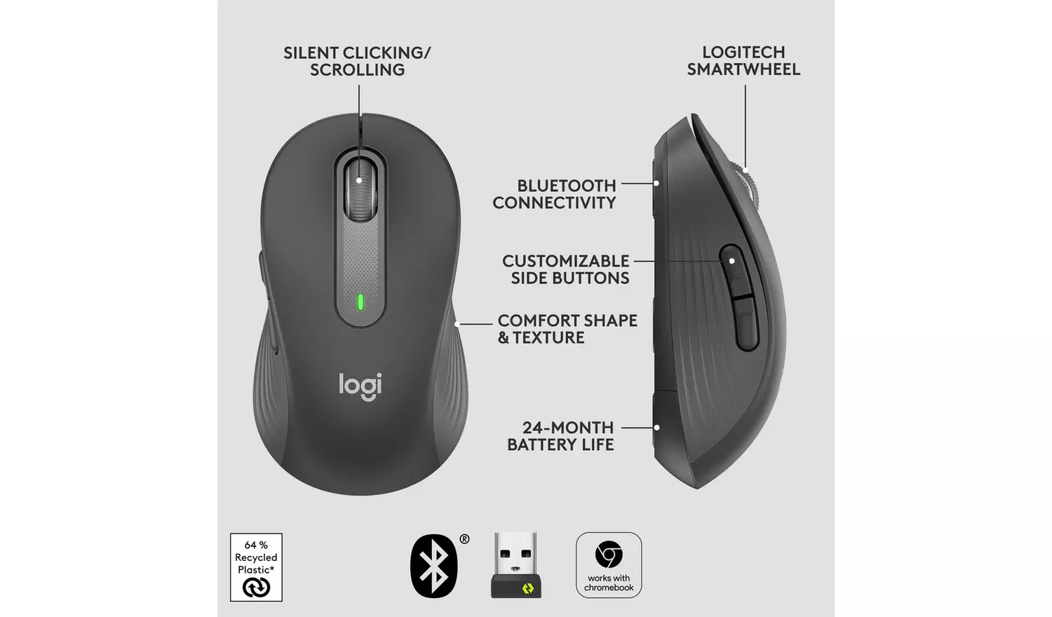 Logitech M650 Wireless Mouse - Black