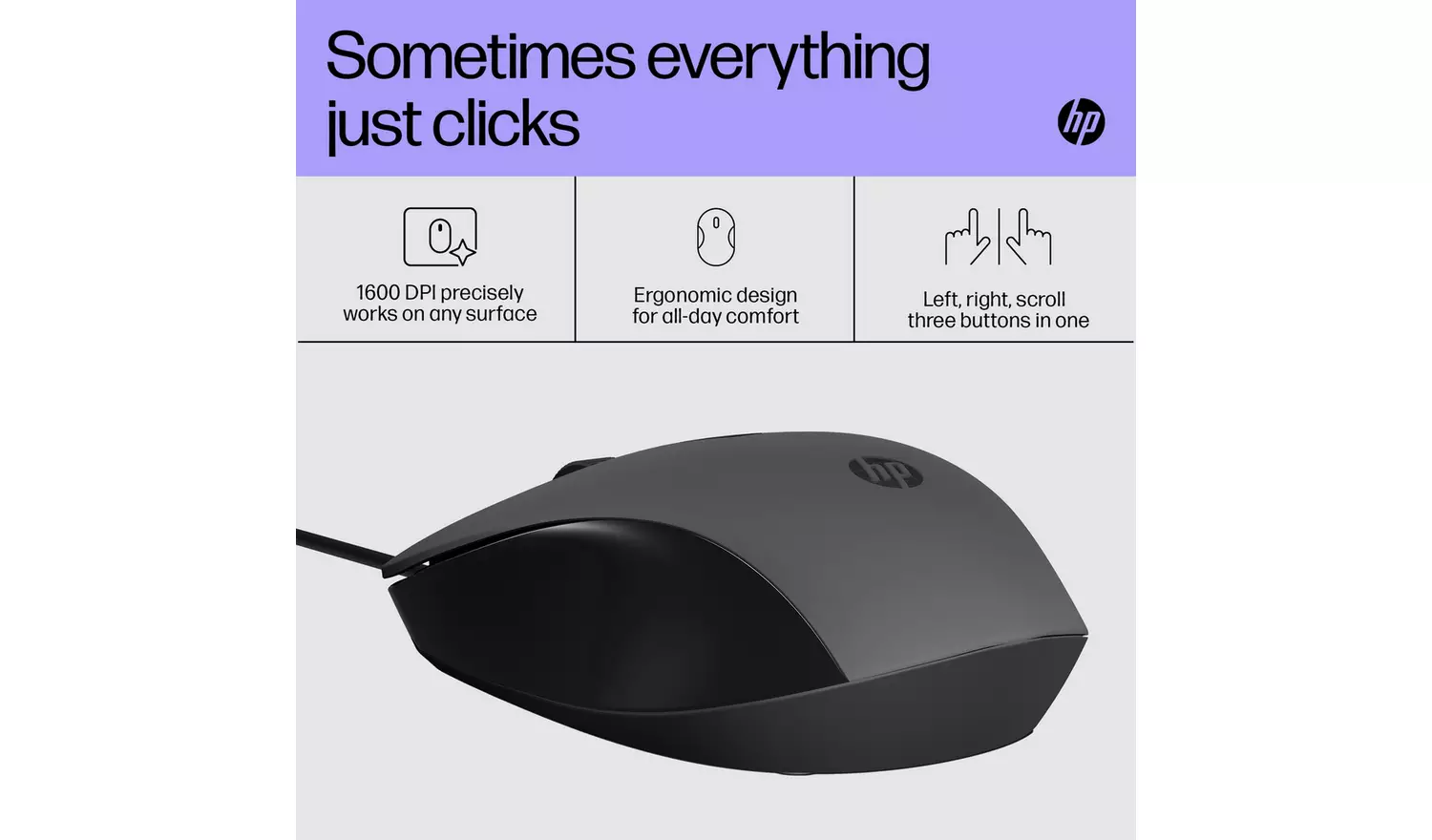 HP 150 Wired Mouse - Black