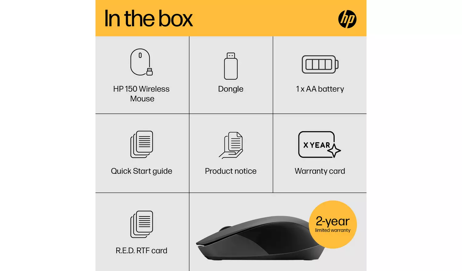 HP 150 Wireless Mouse - Black