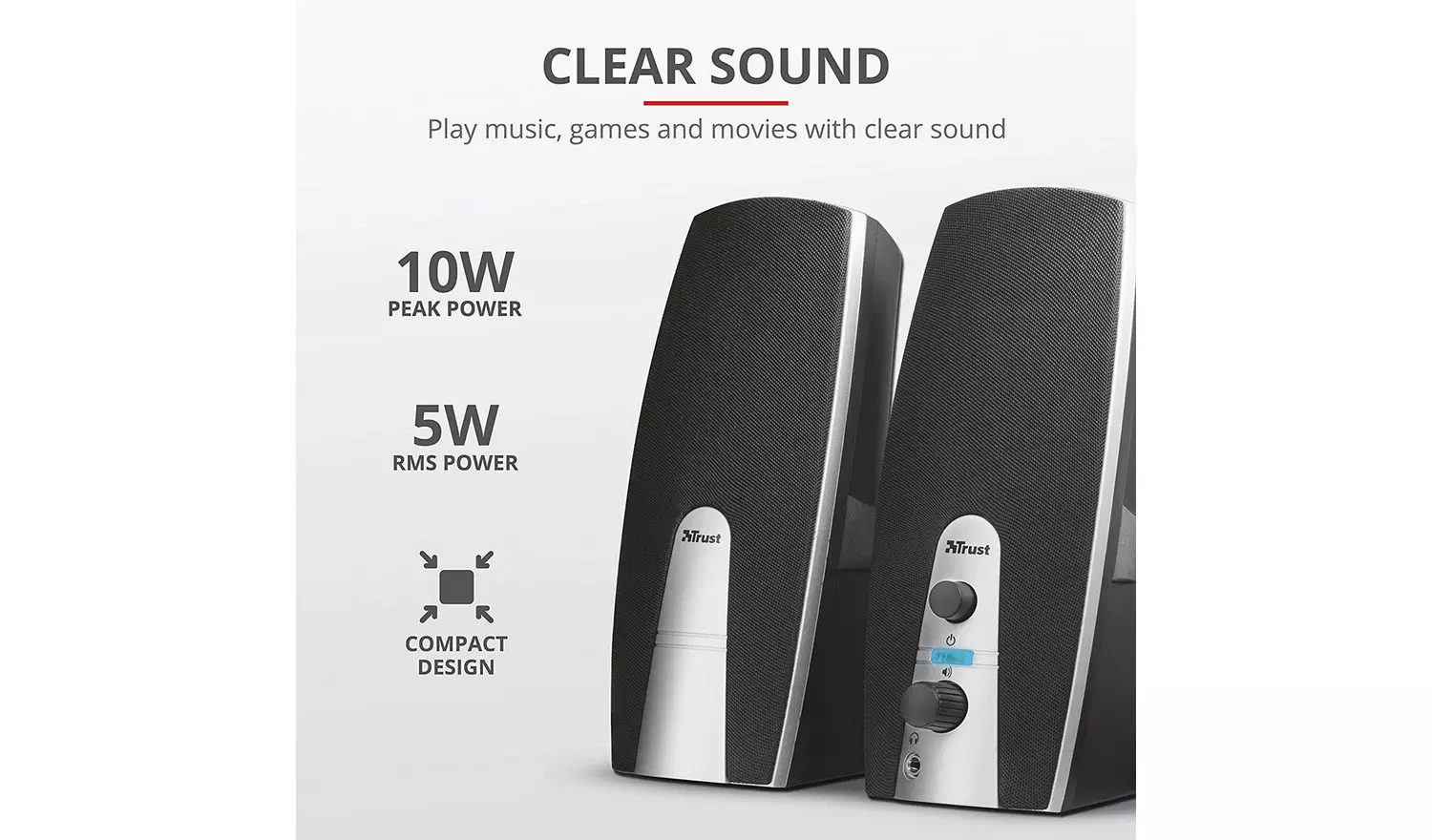 Trust Mila 2.0 PC Speaker Set - Black and Silver