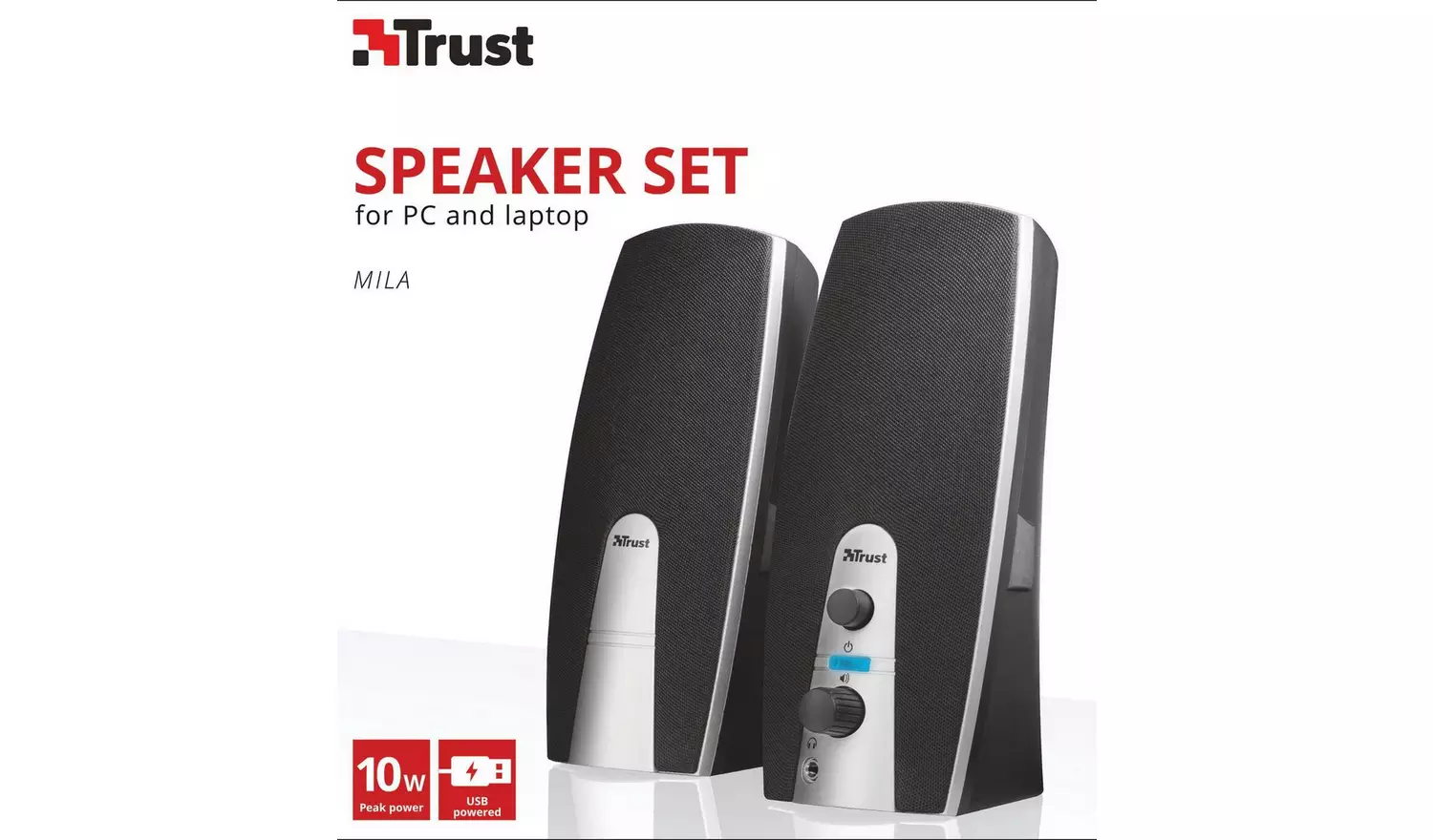Trust Mila 2.0 PC Speaker Set - Black and Silver