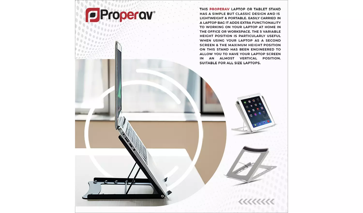 Proper AV Foldable Laptop Stand and Tablet Riser