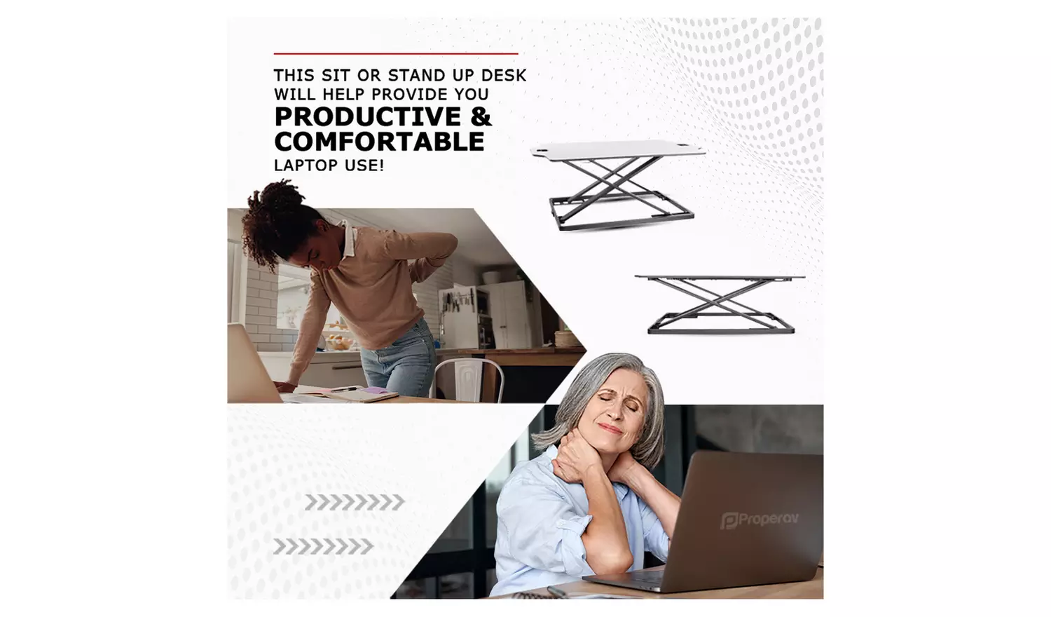 ProperAV Slim Profile Stand Up Desk Workstation - White