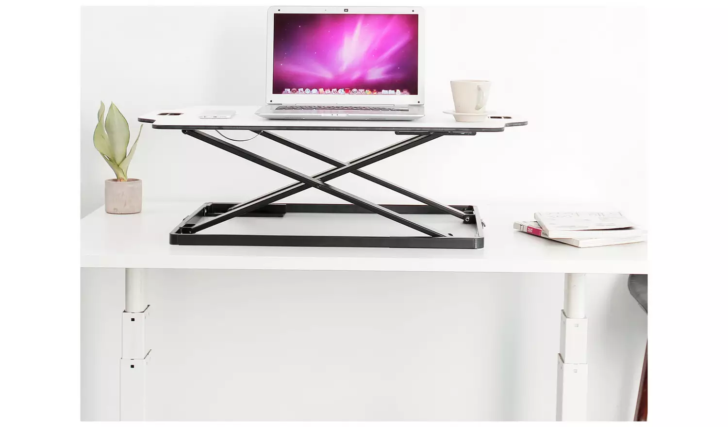ProperAV Slim Profile Stand Up Desk Workstation - White