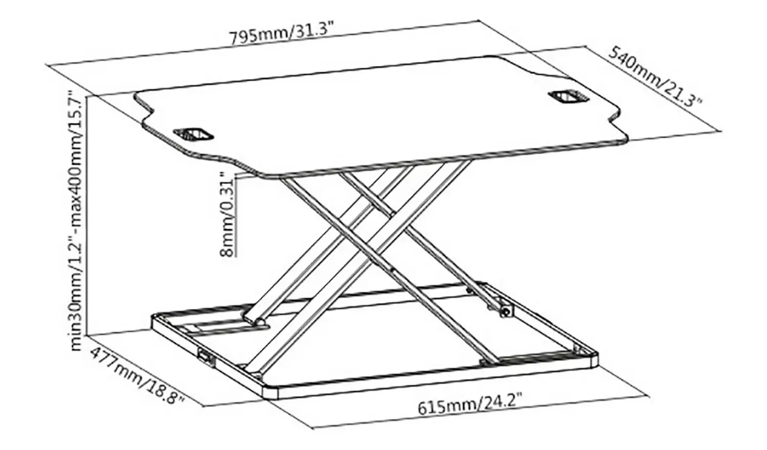 ProperAV Slim Profile Stand Up Desk Workstation - White