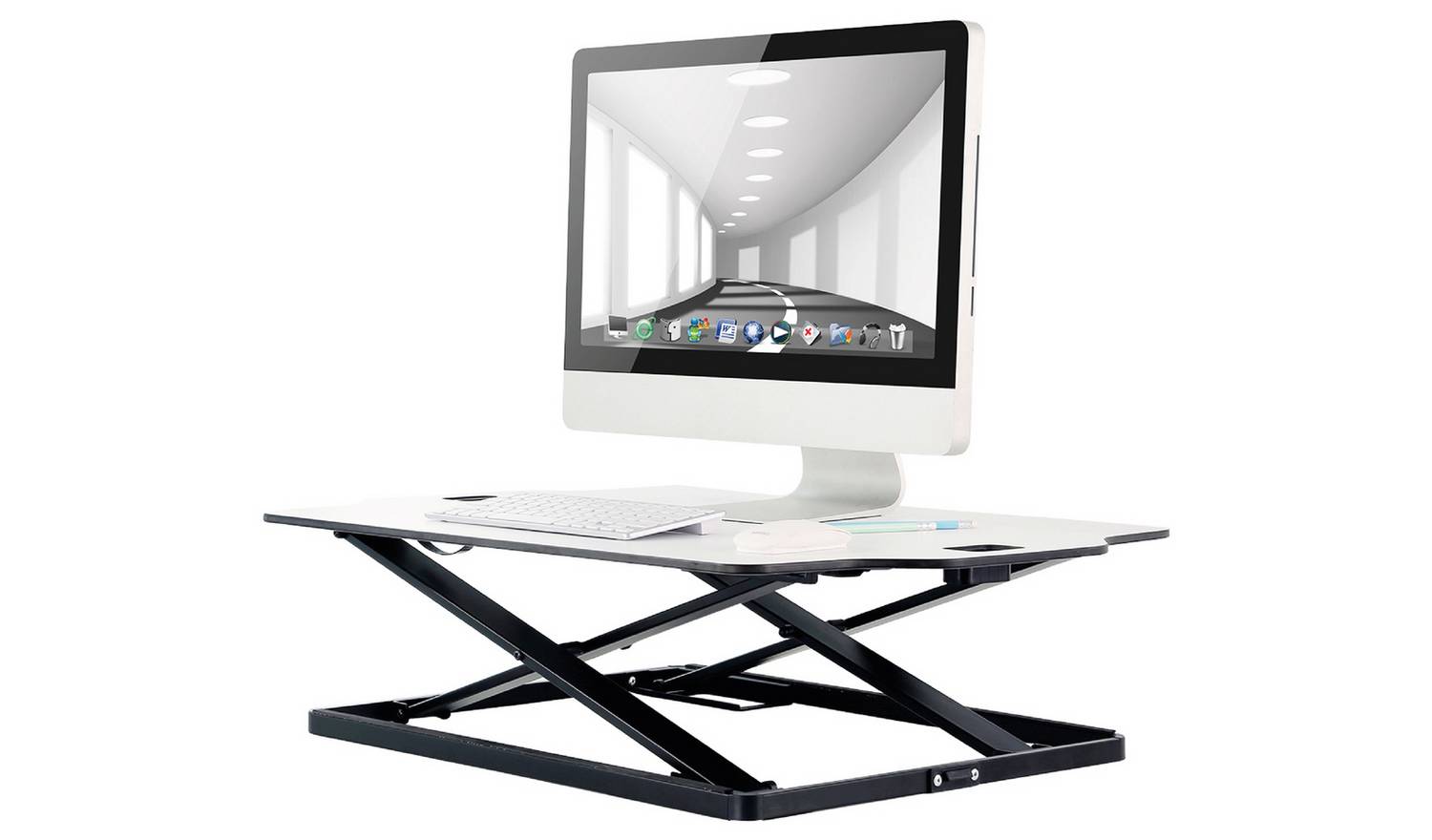 ProperAV Slim Profile Stand Up Desk Workstation - White