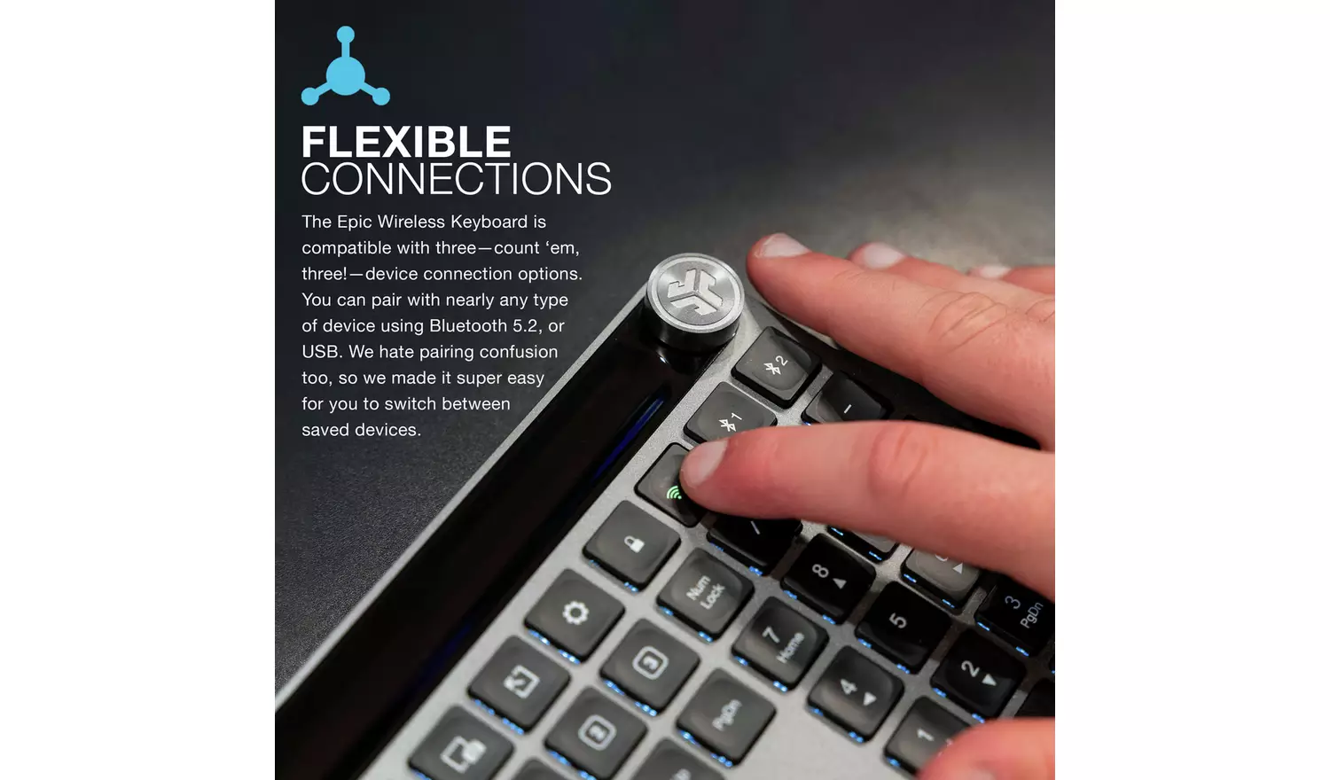 JLab Epic Wireless Bluetooth Keyboard - Black