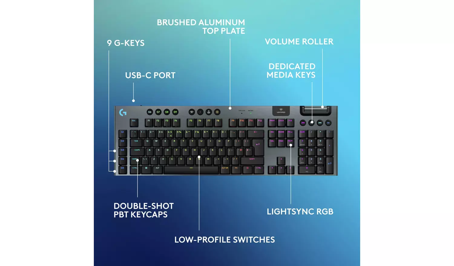 Logitech G915 X Lightspeed Wireless Gaming Keyboard - Black