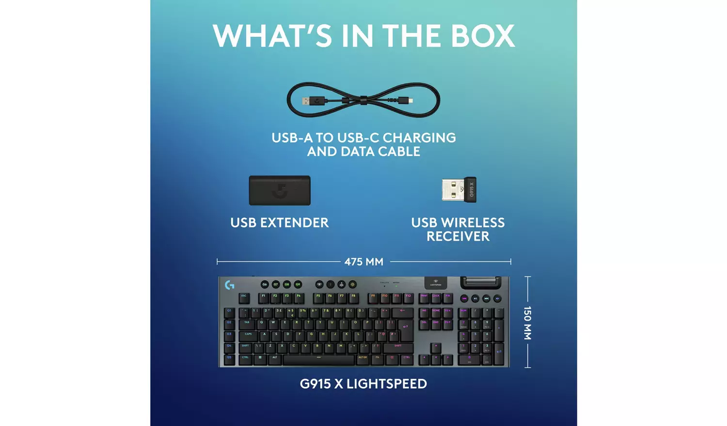 Logitech G915 X Lightspeed Wireless Gaming Keyboard - Black