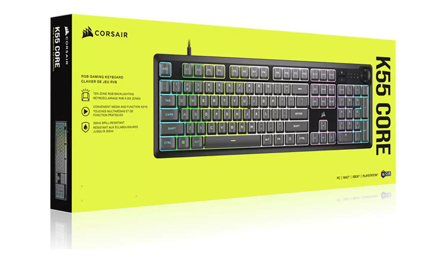 Corsair K55 Core Steel Wired Gaming Keyboard - Grey