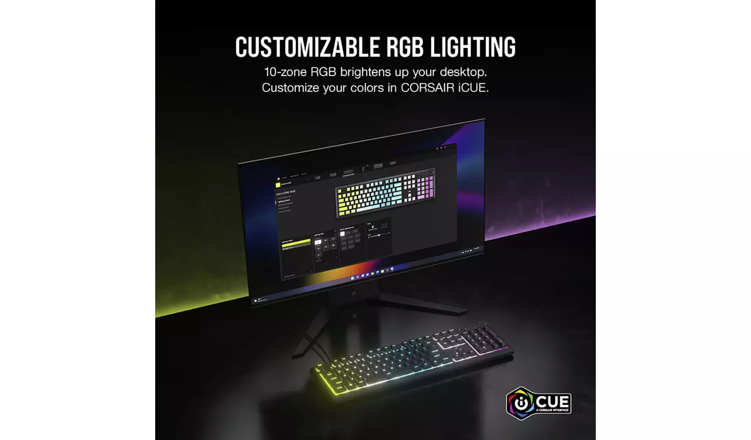 Corsair K55 Core Steel Wired Gaming Keyboard - Grey