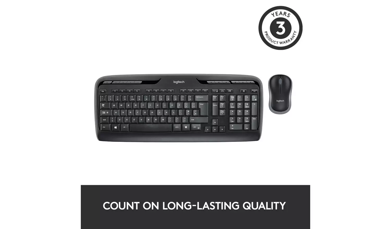 Logitech MK330 Wireless Mouse and Keyboard - Black