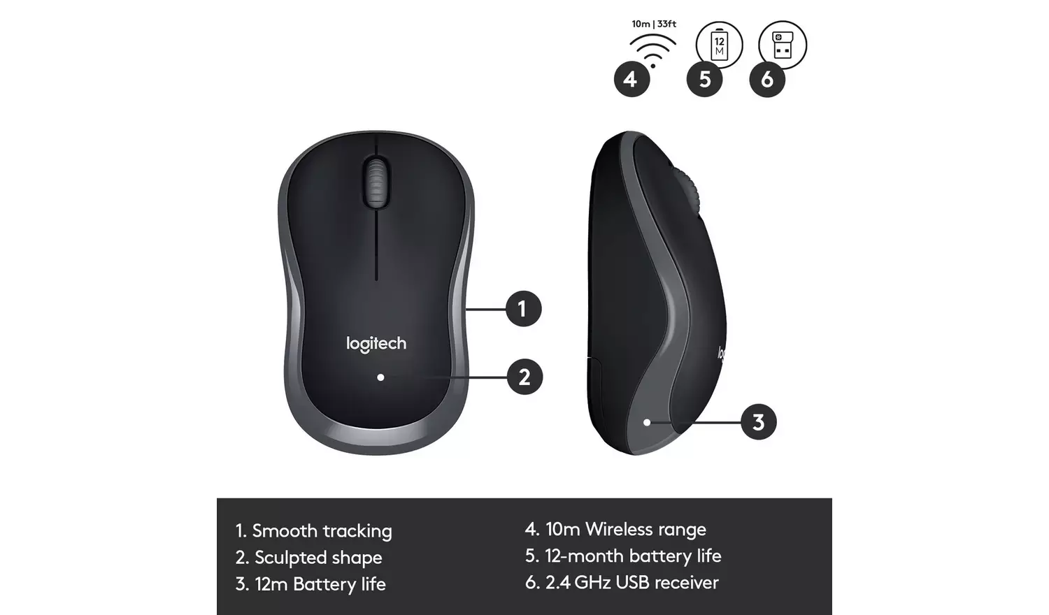 Logitech MK330 Wireless Mouse and Keyboard - Black