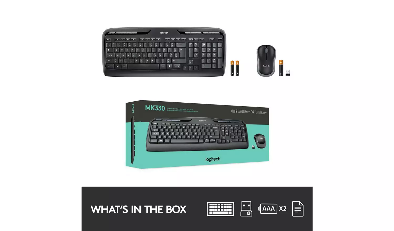 Logitech MK330 Wireless Mouse and Keyboard - Black