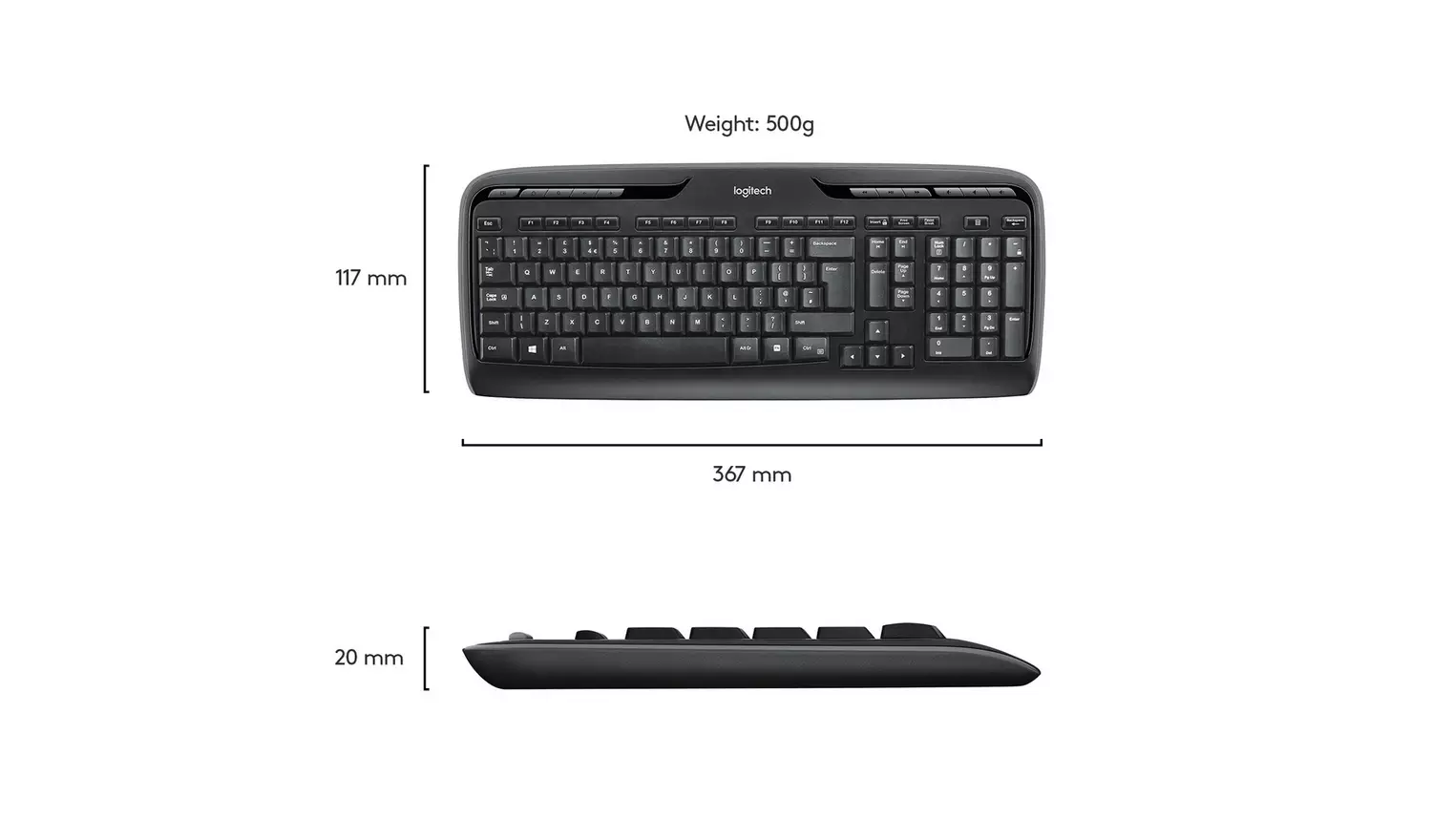 Logitech MK330 Wireless Mouse and Keyboard - Black