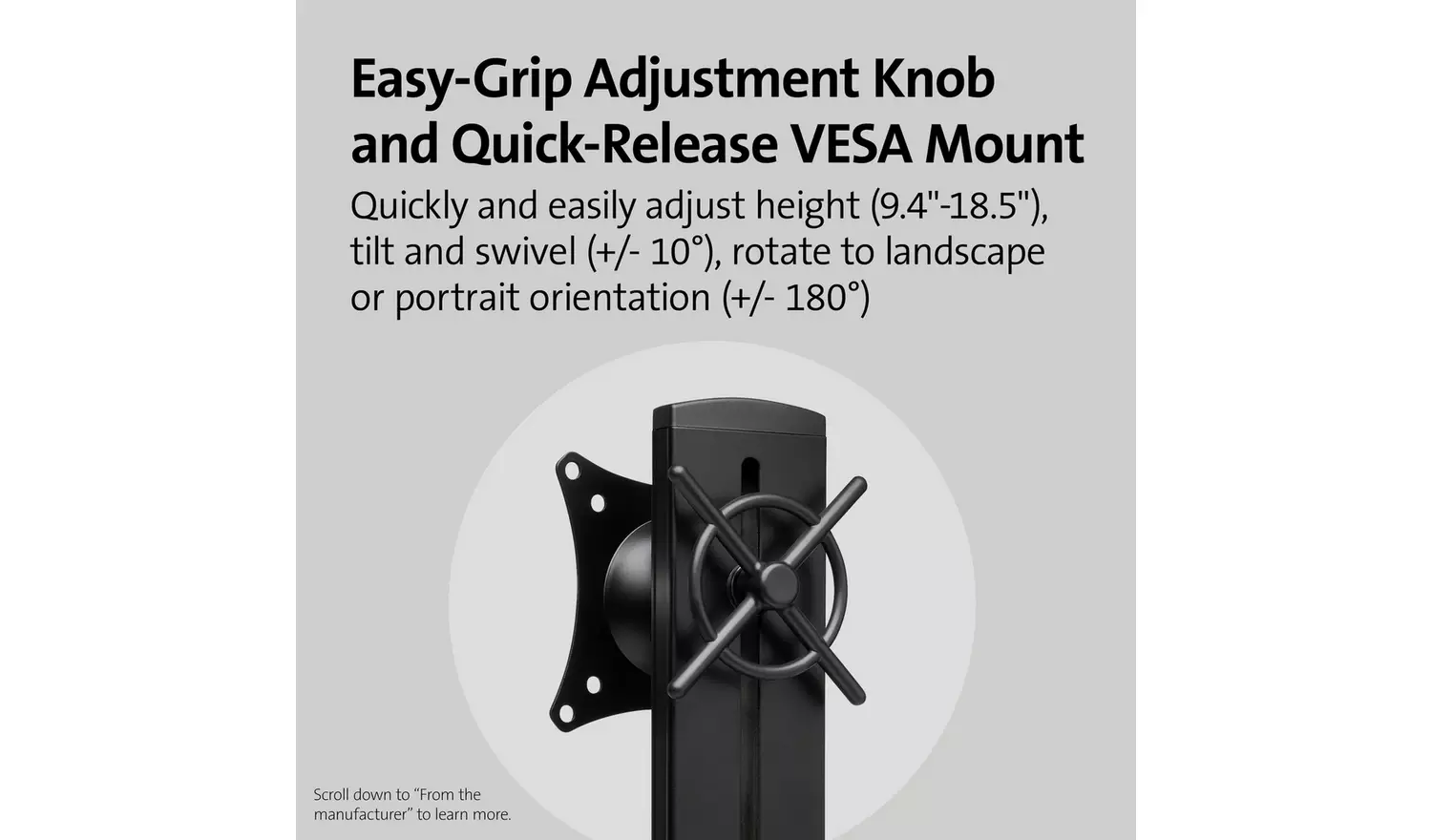 Kensington Up To 27 Inch Single Monitor Arm - Black