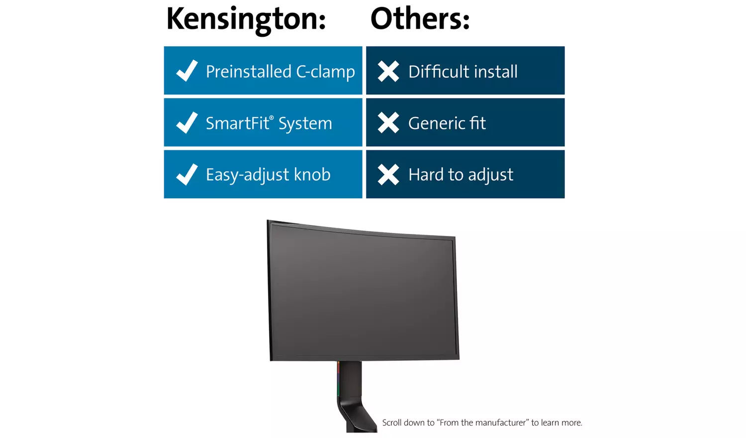 Kensington Up To 27 Inch Single Monitor Arm - Black