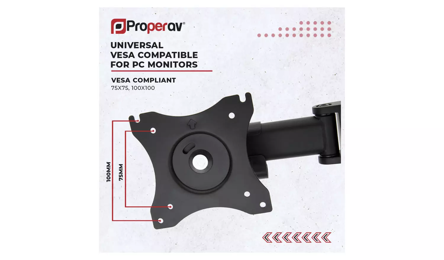 ProperAV Dual Swing Arm Monitor Mount Gas Spring 17-32 Inch