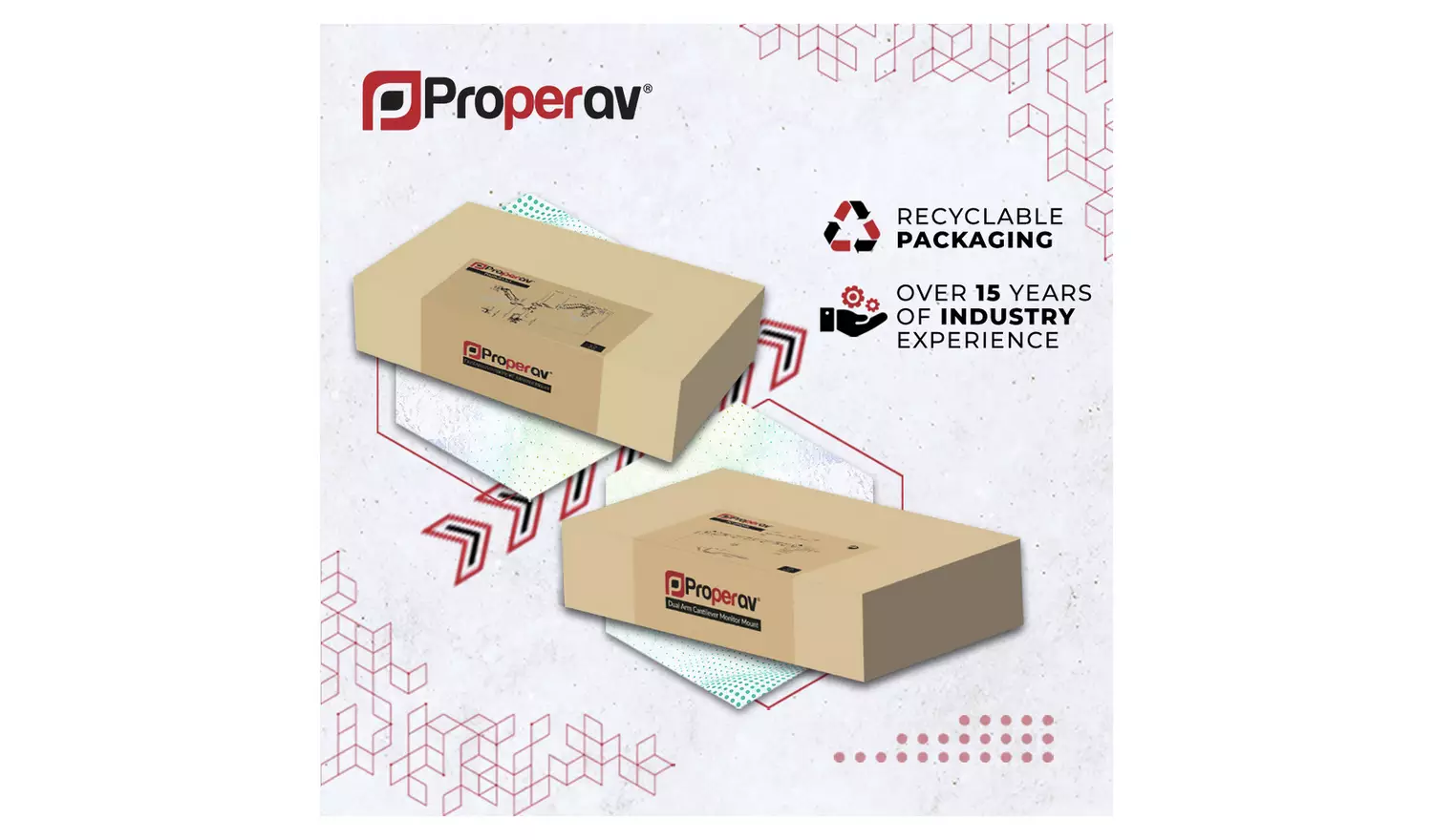 ProperAV Dual Swing Arm Monitor Mount Gas Spring 17-32 Inch