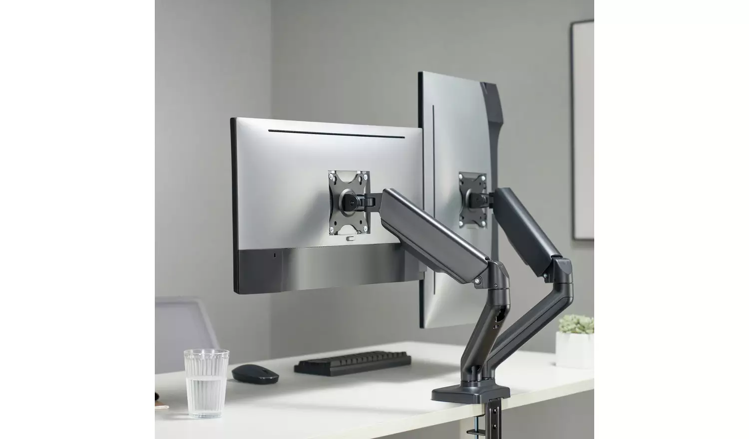 ProperAV Dual Swing Arm Monitor Mount Gas Spring 17-32 Inch