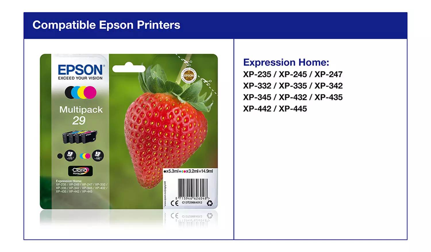 Epson 29 Strawberry Ink Cartridges - Black & Colour