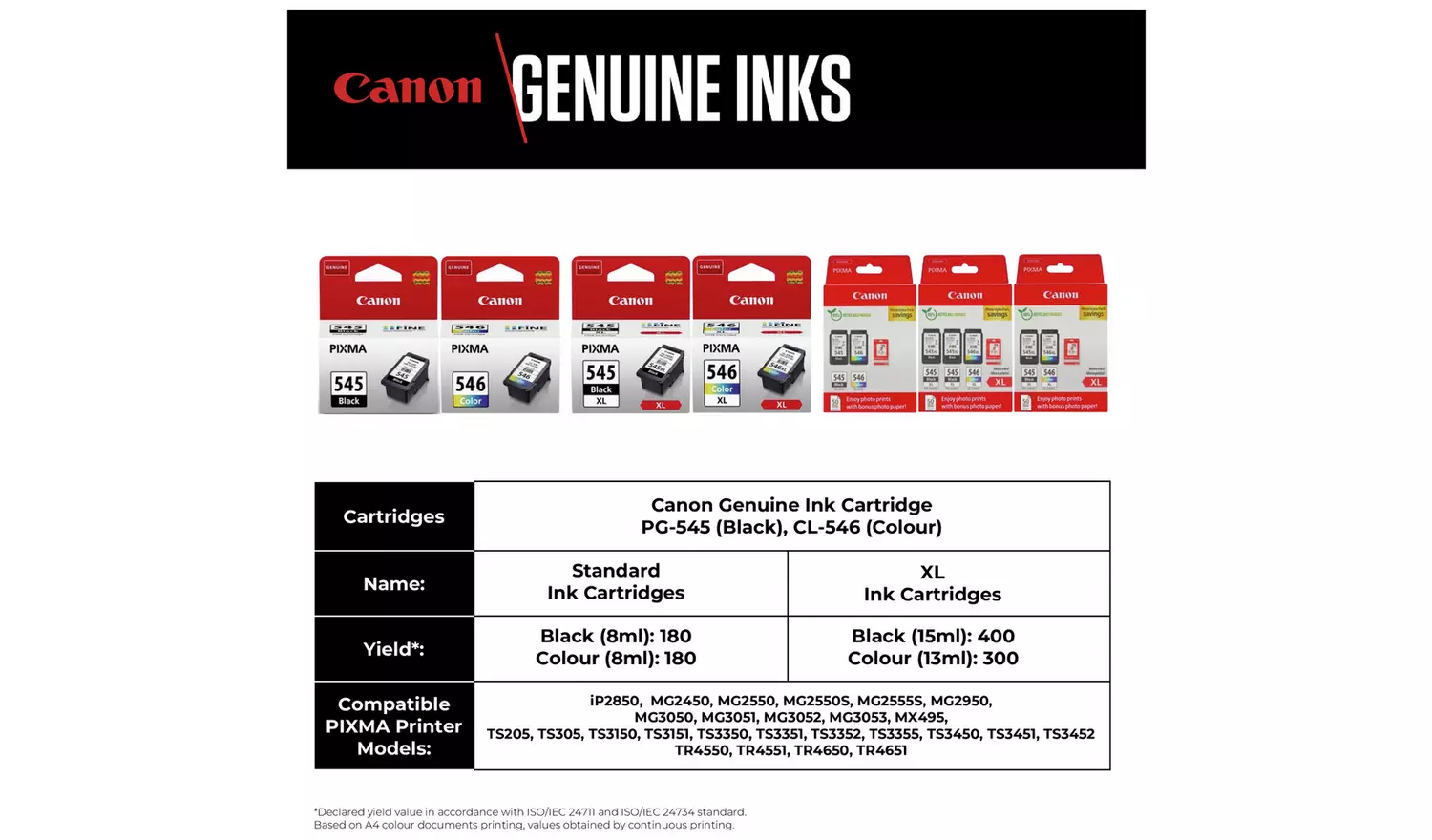 Canon PG-545 & CL-546 Ink Cartridge - Black & Colour