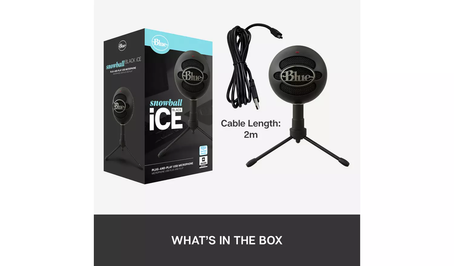 Blue Snowball iCE USB PC Streaming Gaming Microphone - Black