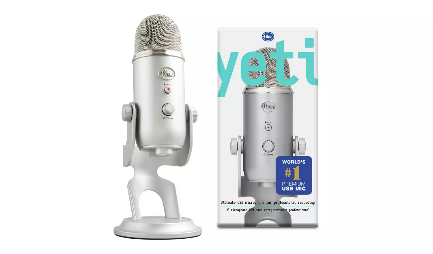 Blue Yeti USB Streaming Gaming Podcast PC Microphone-Silver