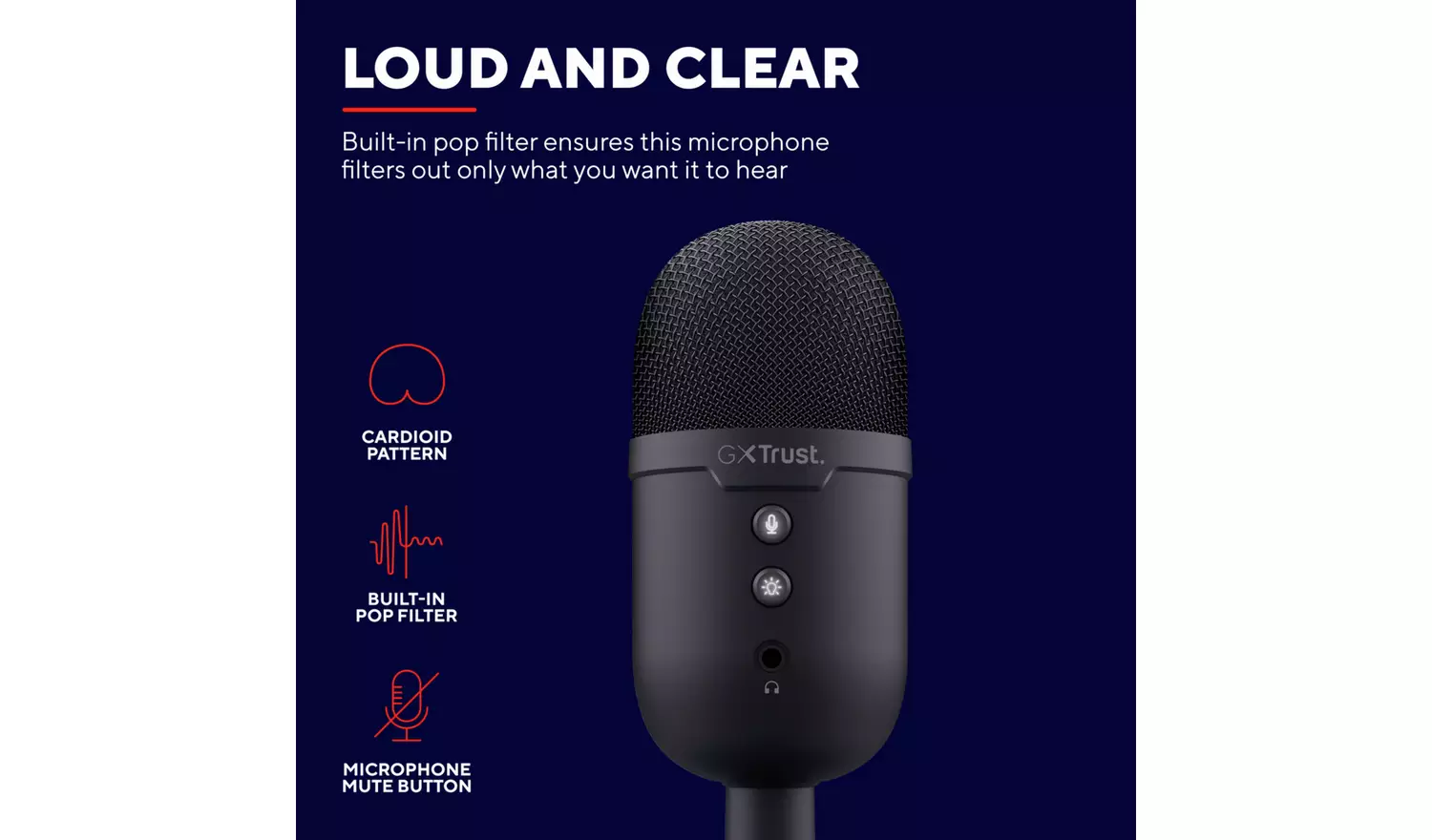 Trust GXT234 Yunix USB Gaming Microphone - Black