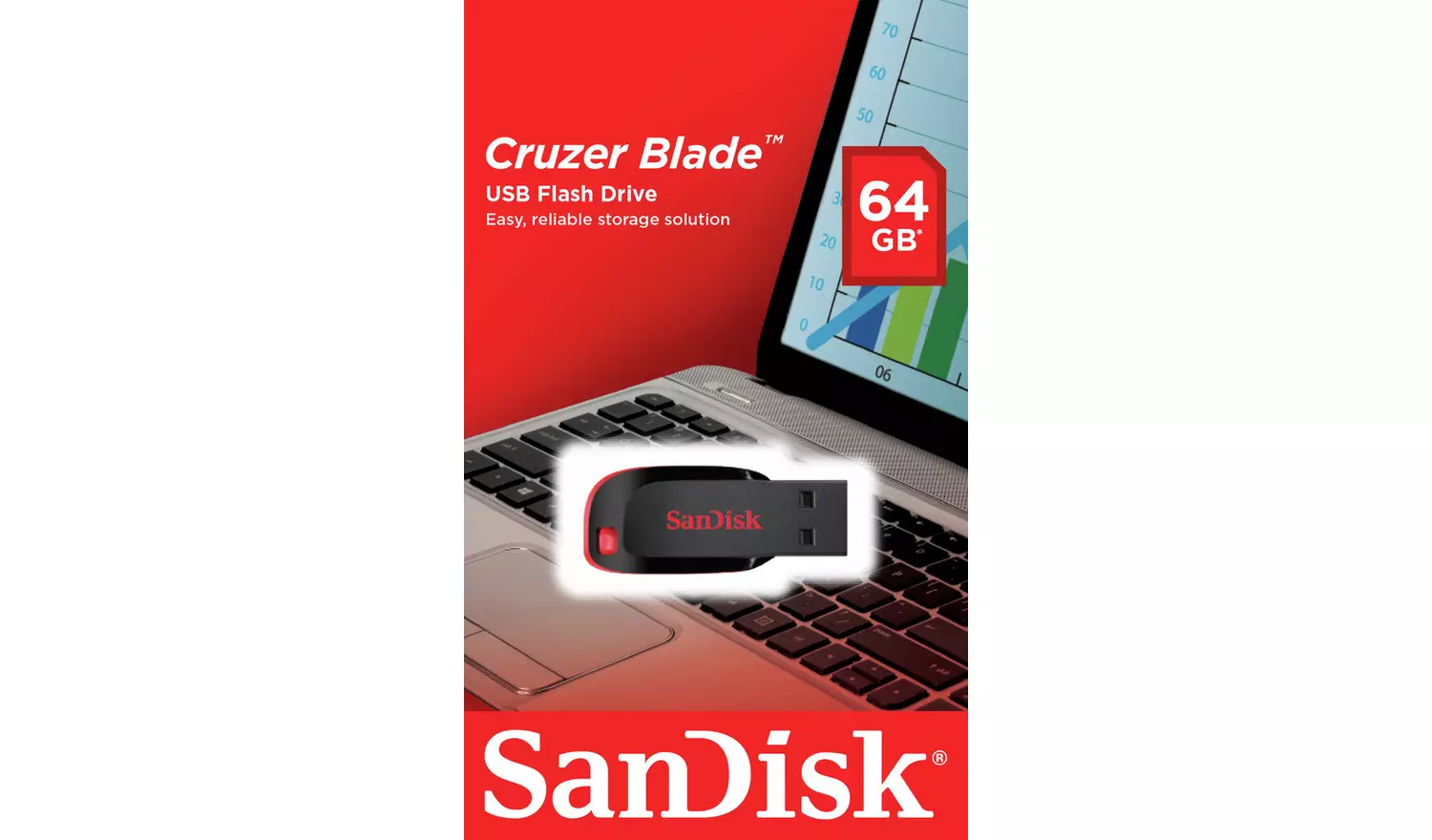 SanDisk Cruzer Blade USB 2.0 Flash Drive - 64GB