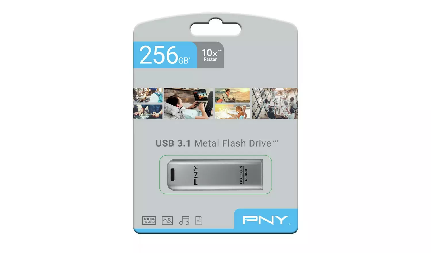 PNY Elite Steel USB 3.1 Flash Drive - 256GB