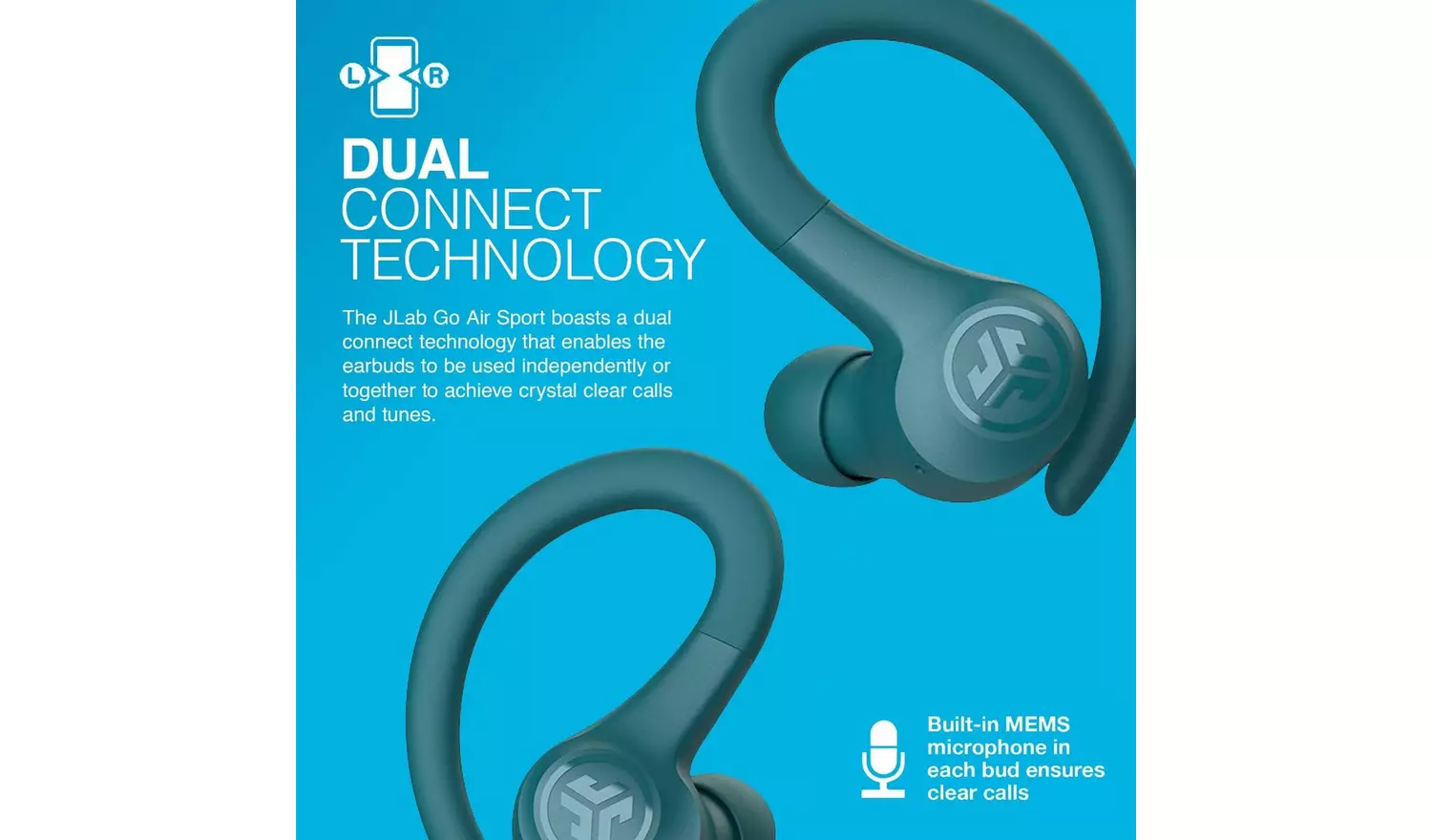 JLAB GO Air Sport True Wireless Earbuds – Teal