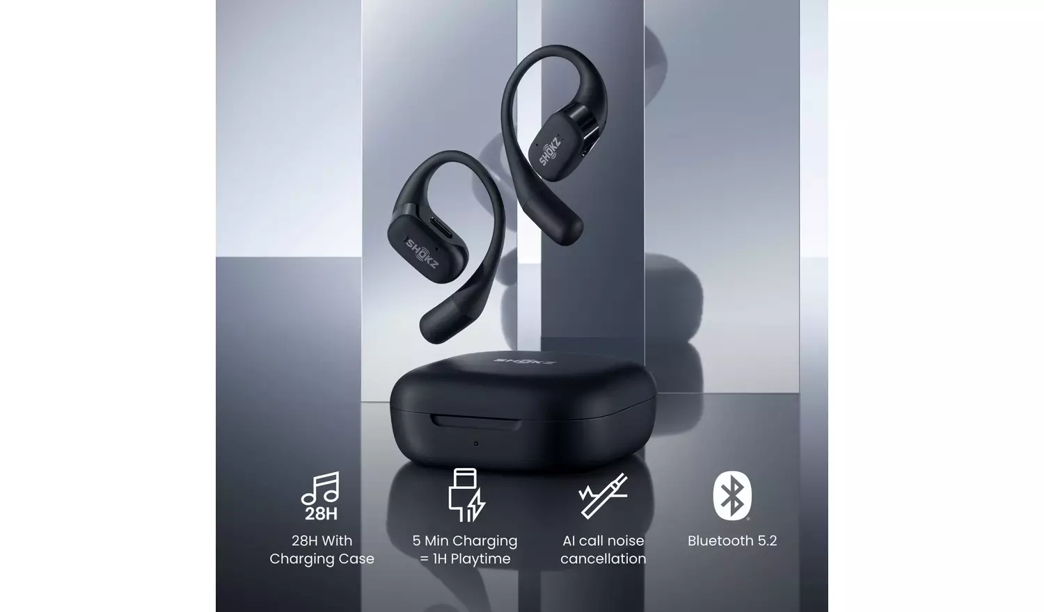 Shokz OpenFit True Wireless Sports Earbuds - Black