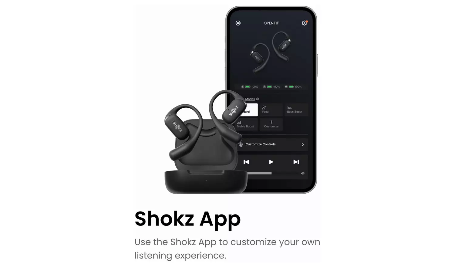Shokz OpenFit True Wireless Sports Earbuds - Black