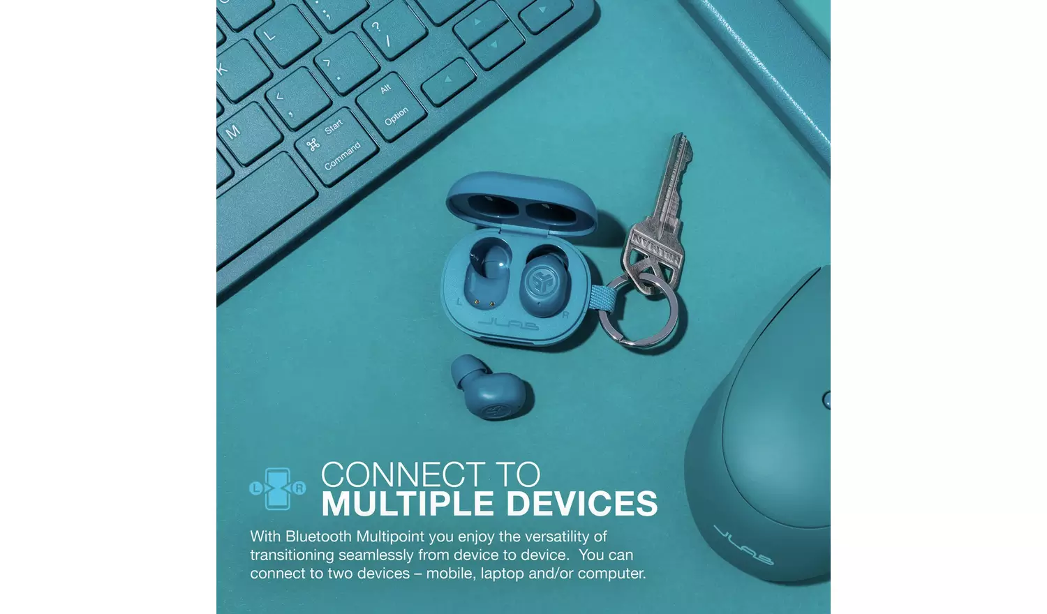 JLab JBuds Mini In-Ear True Wireless Earbuds - Aqua