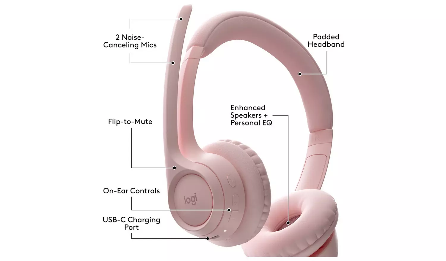 Logitech Zone 300 Wireless PC Headset - Rose