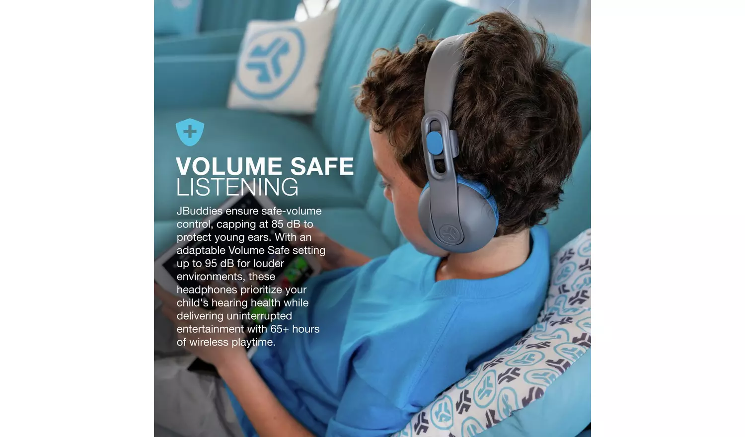 JLab JBuddies Studio 2 Kids Bluetooth Headphones - Grey/Blue