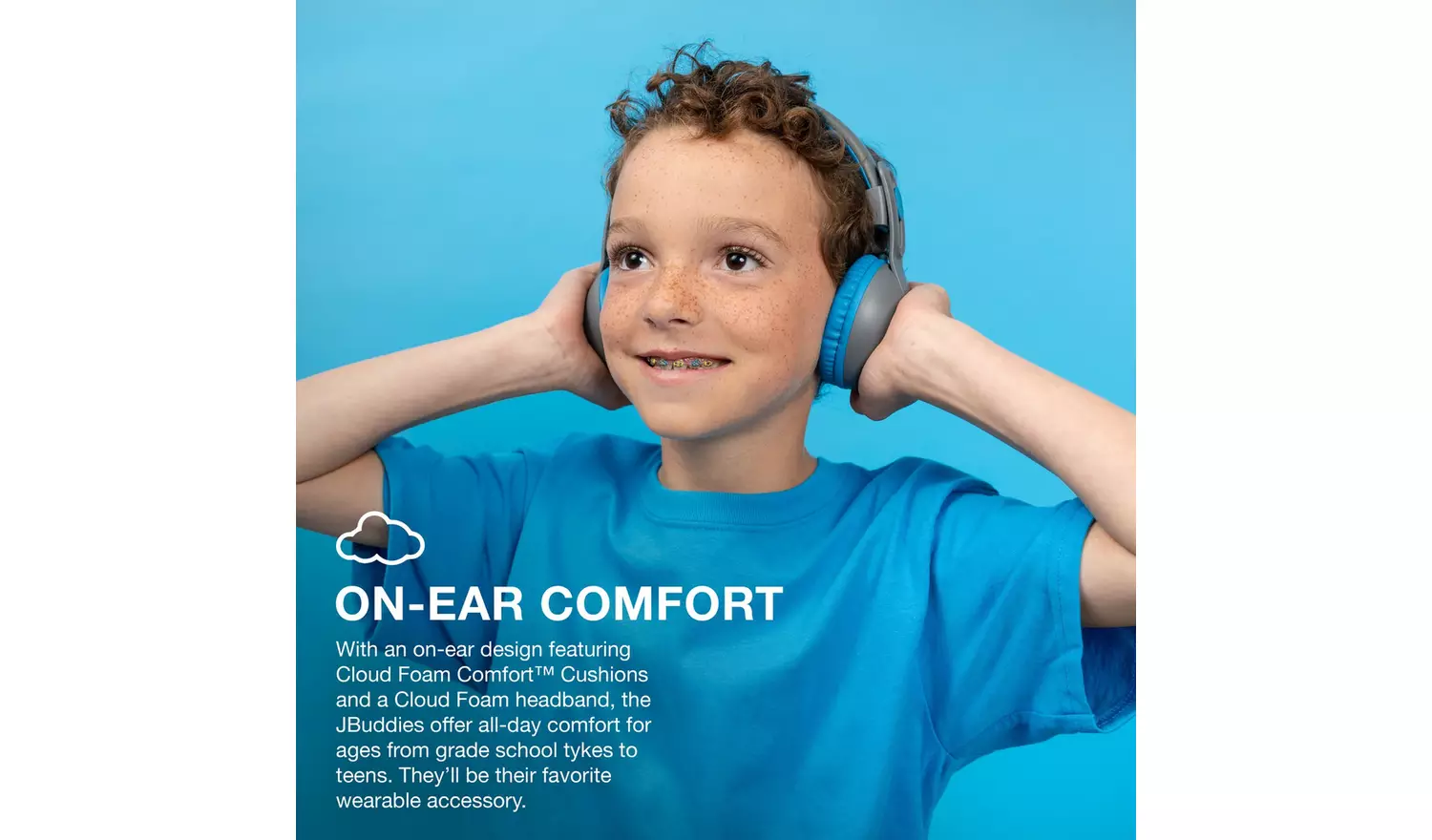 JLab JBuddies Studio 2 Kids Bluetooth Headphones - Grey/Blue