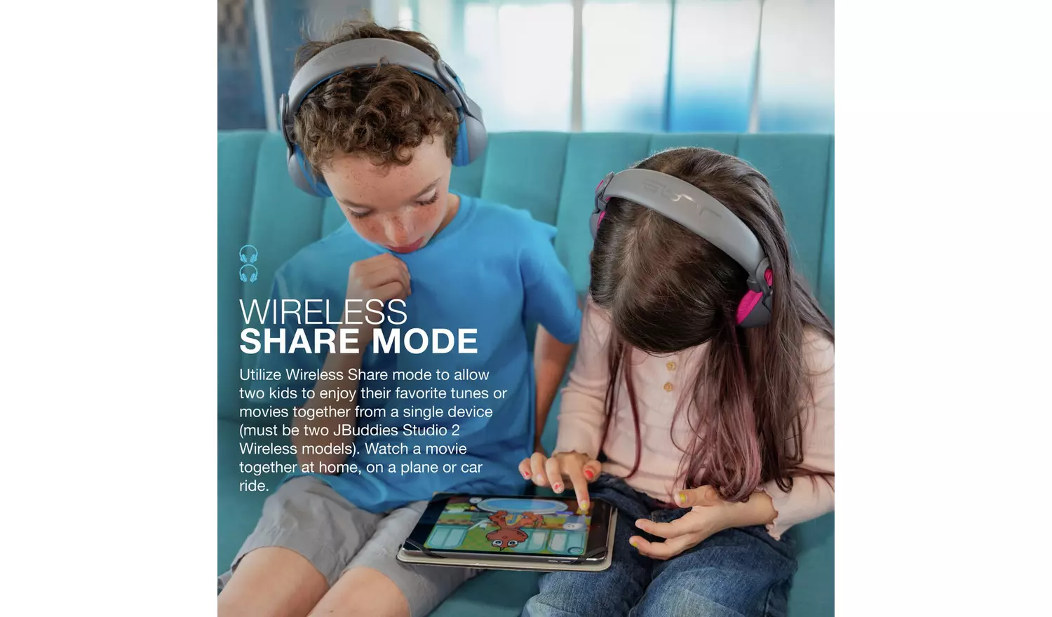 JLab JBuddies Studio 2 Kids Bluetooth Headphones - Grey/Blue