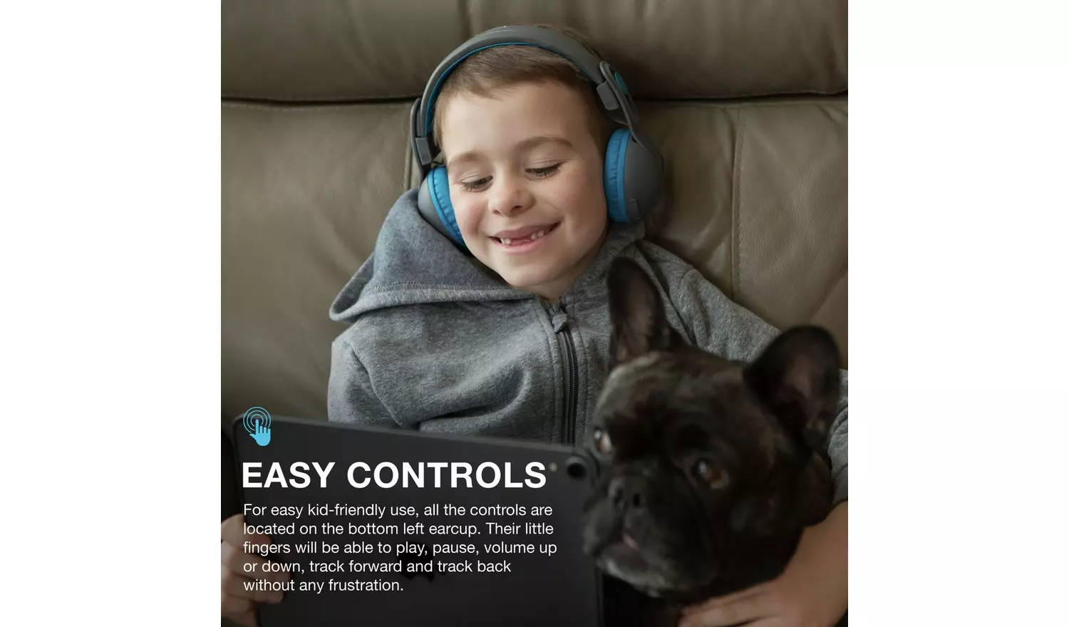 JLab JBuddies Studio 2 Kids Bluetooth Headphones - Grey/Blue