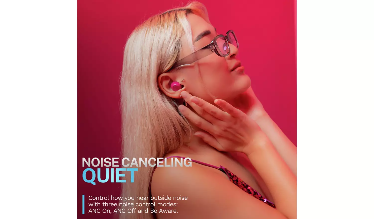 JLab Go Pop ANC True Wireless Earbuds - Fuchsia