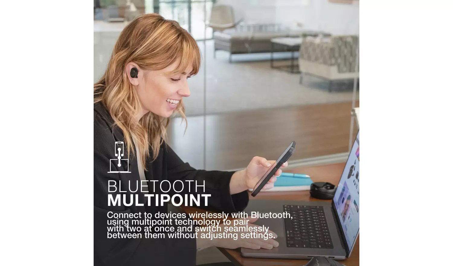 JLab Jbud Work True Wireless Earbuds - Black