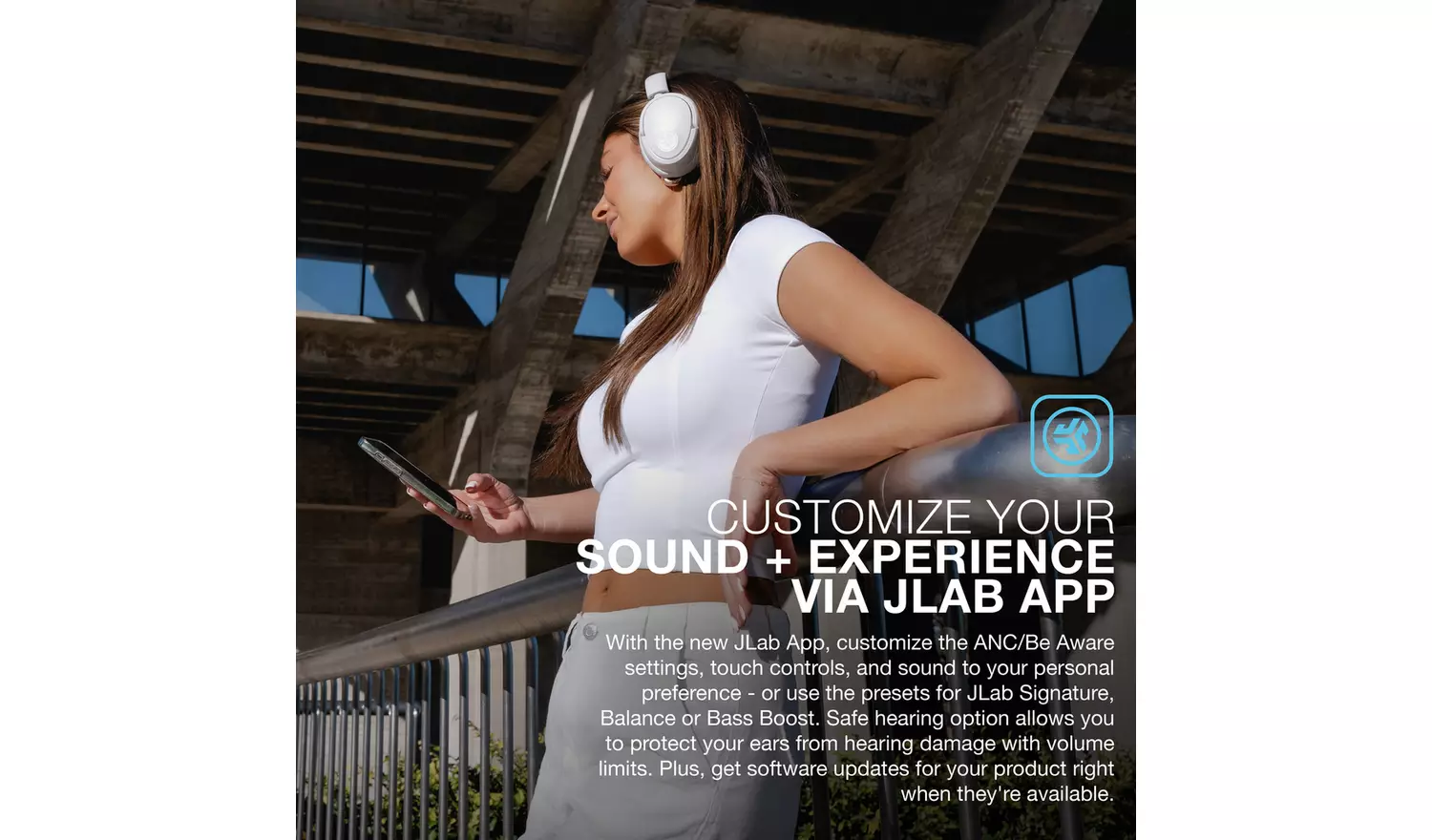 Jlab JBuds Lux ANC Over-Ear Wireless Headphones Cloud White