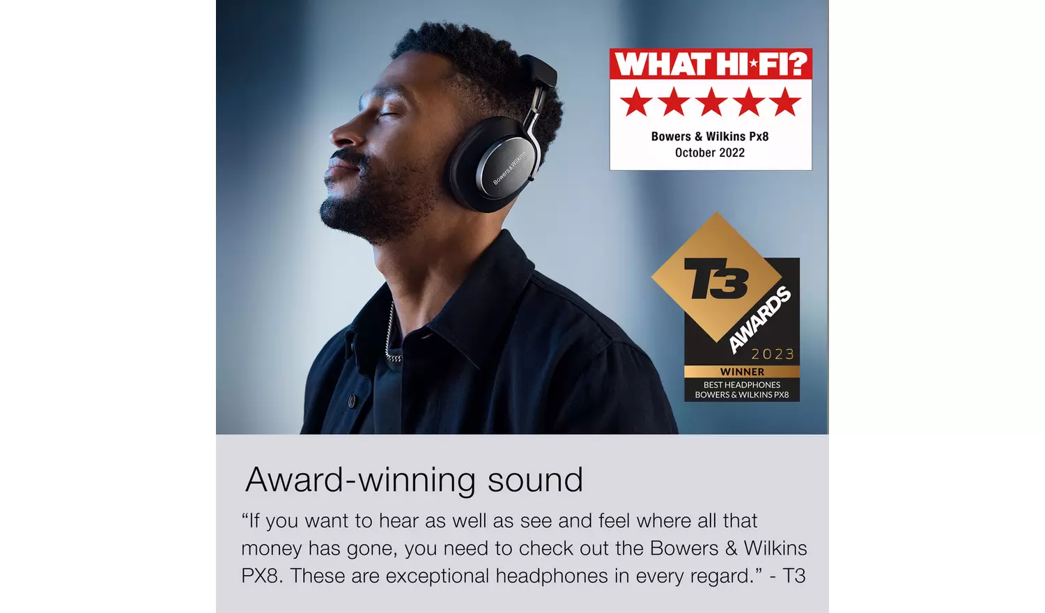 Bowers & Wilkins Px8 Over-Ear Wireless Headphones - Black