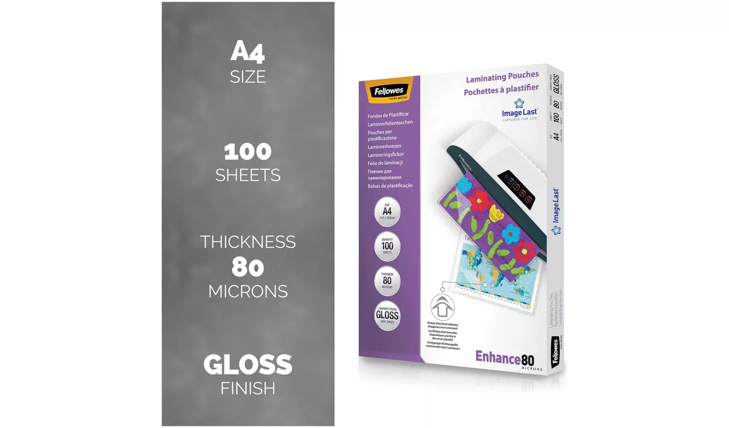 Fellowes A4 80mic Laminating Pouches - 100 Pack
