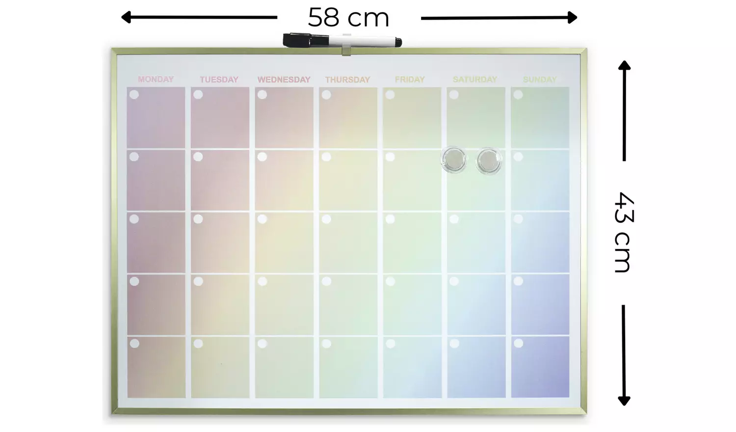 Cathedral Rainbow Magnetic Calendar Board - 43 x 58cm
