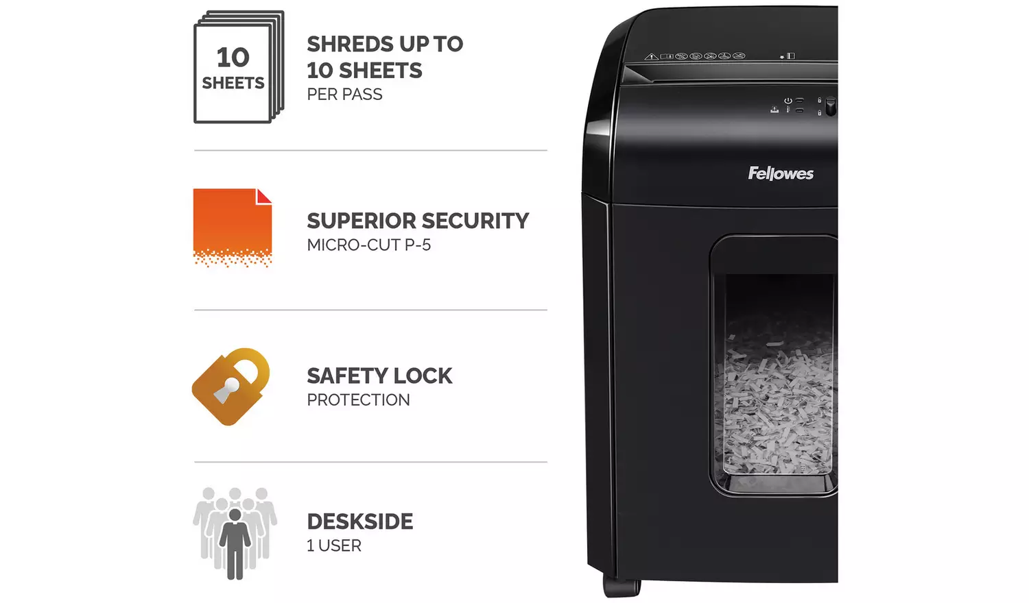 Fellowes 10M 10 Sheet 19 Litre Micro Cut Shredder