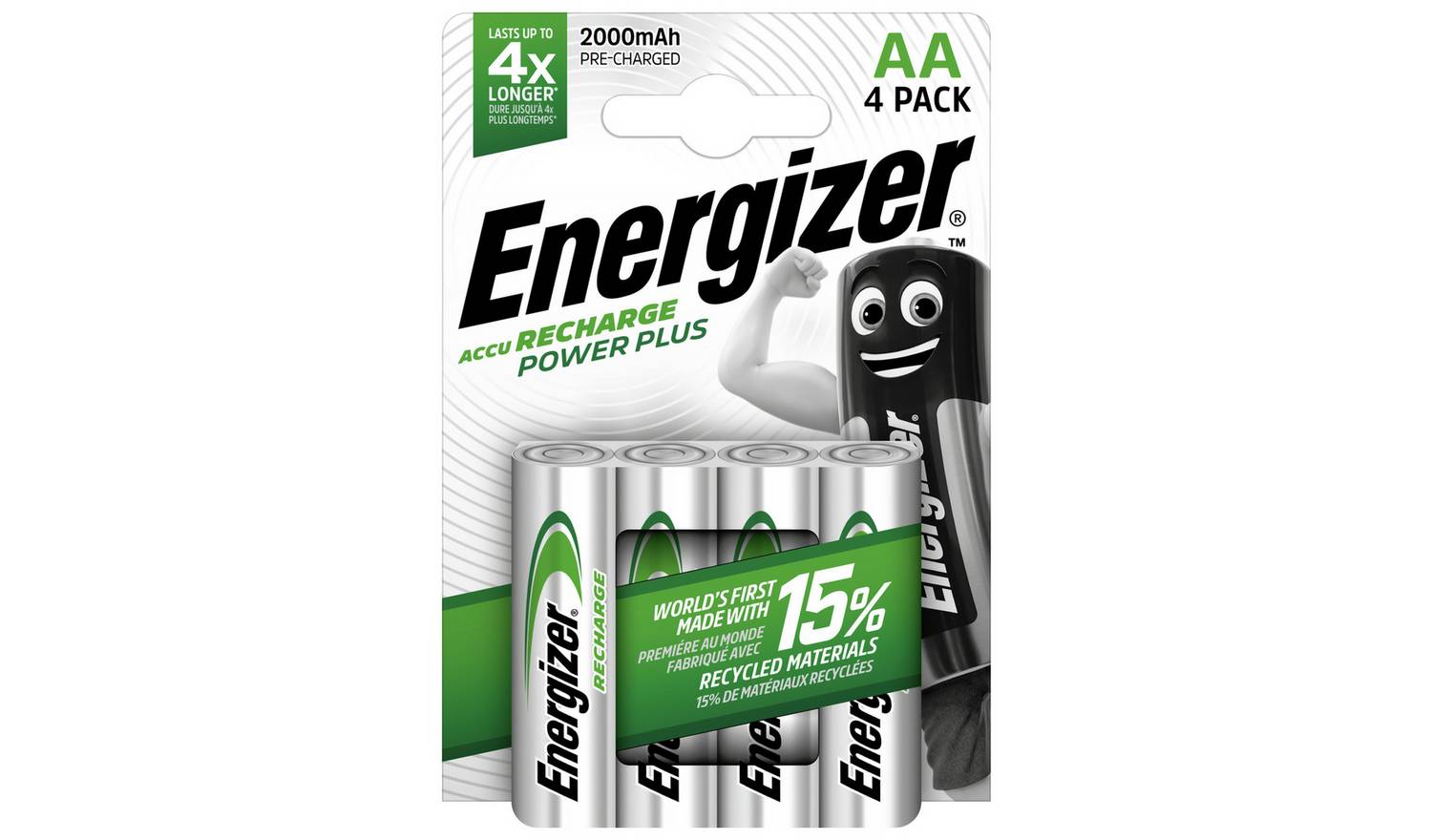 Energizer Rechargeable Power Plus AA Batteries - Pack of 4